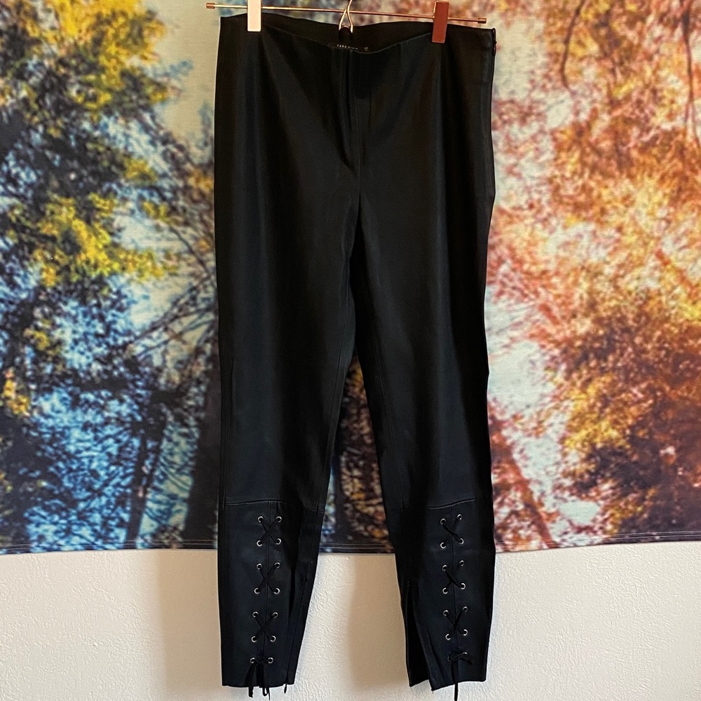 Zara Women's Black Lace-Up Straight Leg Pants